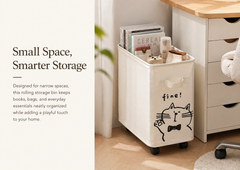 2-Pack Slim Rolling Storage Bins for Narrow Spaces, Cat Print
