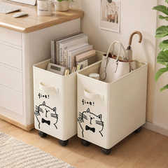 2-Pack Slim Rolling Storage Bins for Narrow Spaces, Cat Print