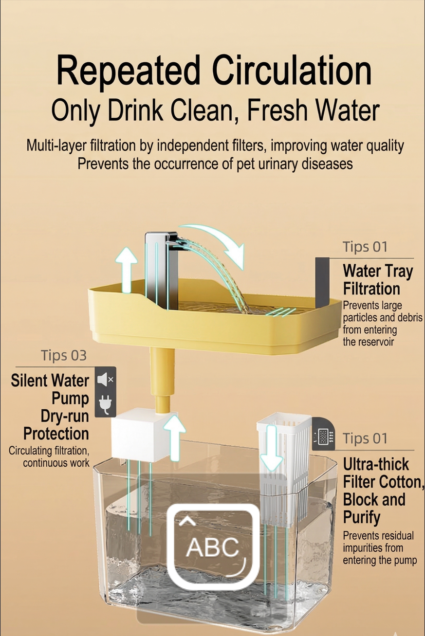 1.5L Automatic Pet Water Fountain - Quiet USB-Powered Circulating Water Dispenser for Cats & Dogs