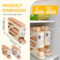 4-Layer Rolling Egg Holder, 30-Egg Fridge Organizer