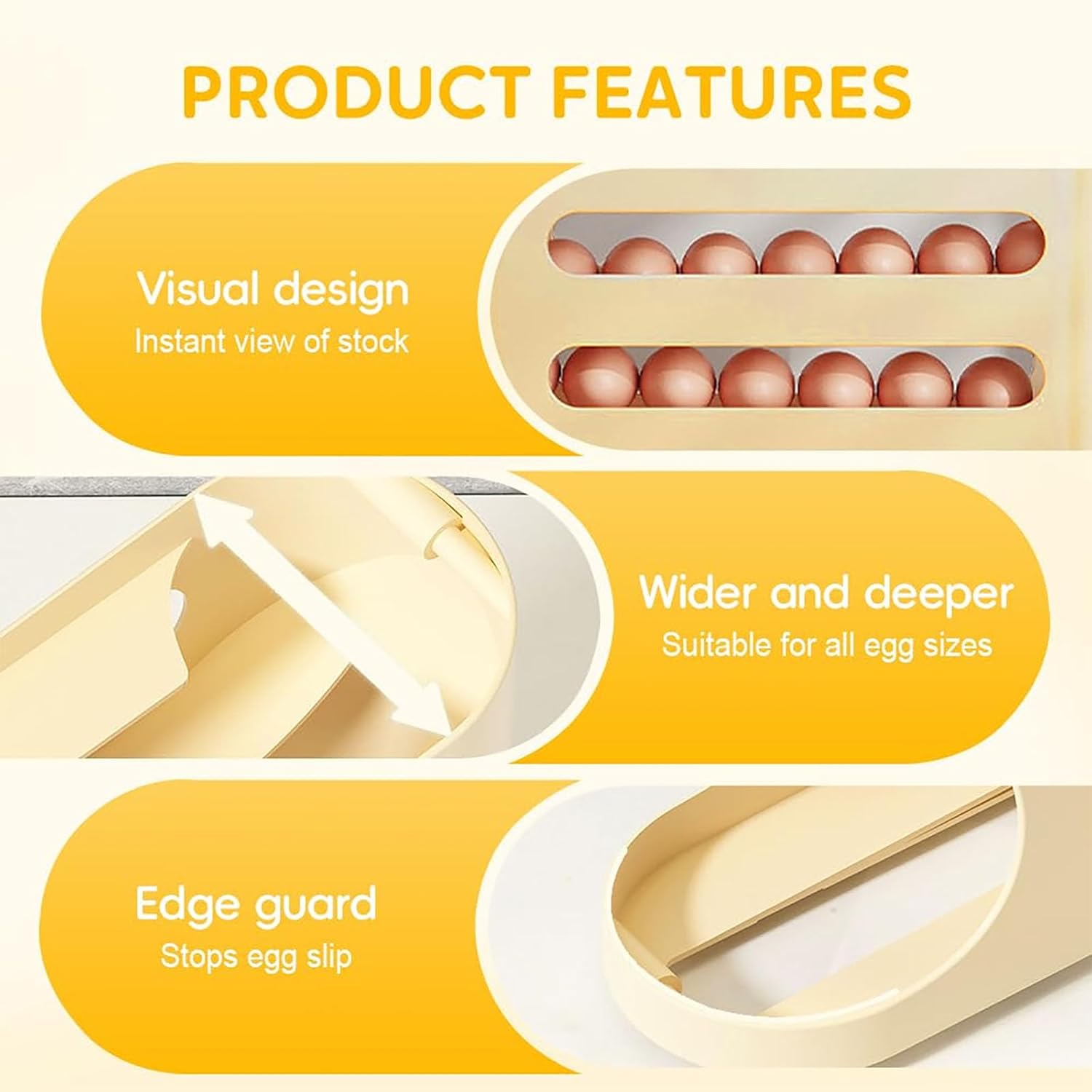 4-Layer Rolling Egg Holder, 30-Egg Fridge Organizer