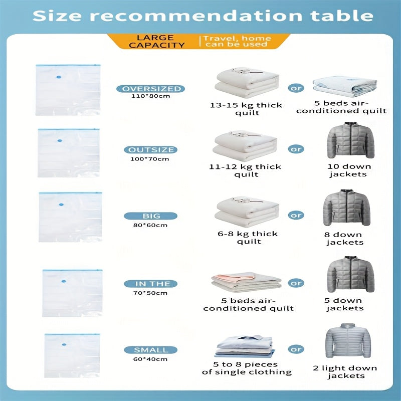 8-Piece Vacuum Storage Bag Set with Hand Pump, 40 x 60 cm