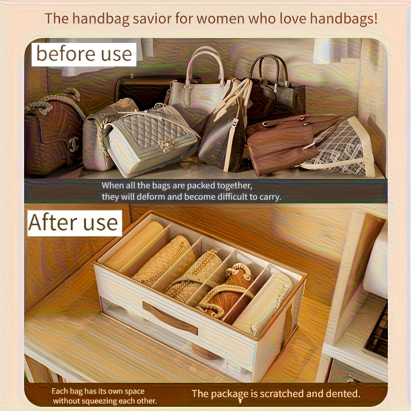 Handbag Organizer Box, Space-Saving Closet Shelf Divider for Small Handbags