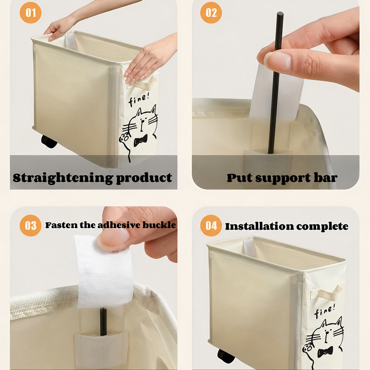 2-Pack Slim Rolling Storage Bins for Narrow Spaces, Cat Print