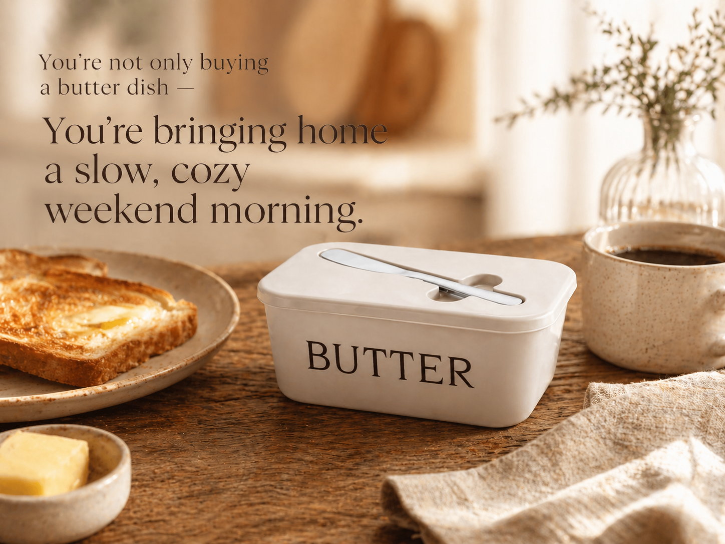 Butter Dish with Lid & Spreader Set – Built-In Knife Slot, Easy to Clean, Dishwasher Safe