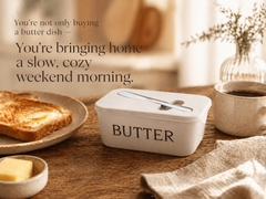 Butter Dish with Lid & Spreader Set – Built-In Knife Slot, Easy to Clean, Dishwasher Safe