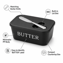 Butter Dish with Lid & Spreader Set – Built-In Knife Slot, Easy to Clean, Dishwasher Safe